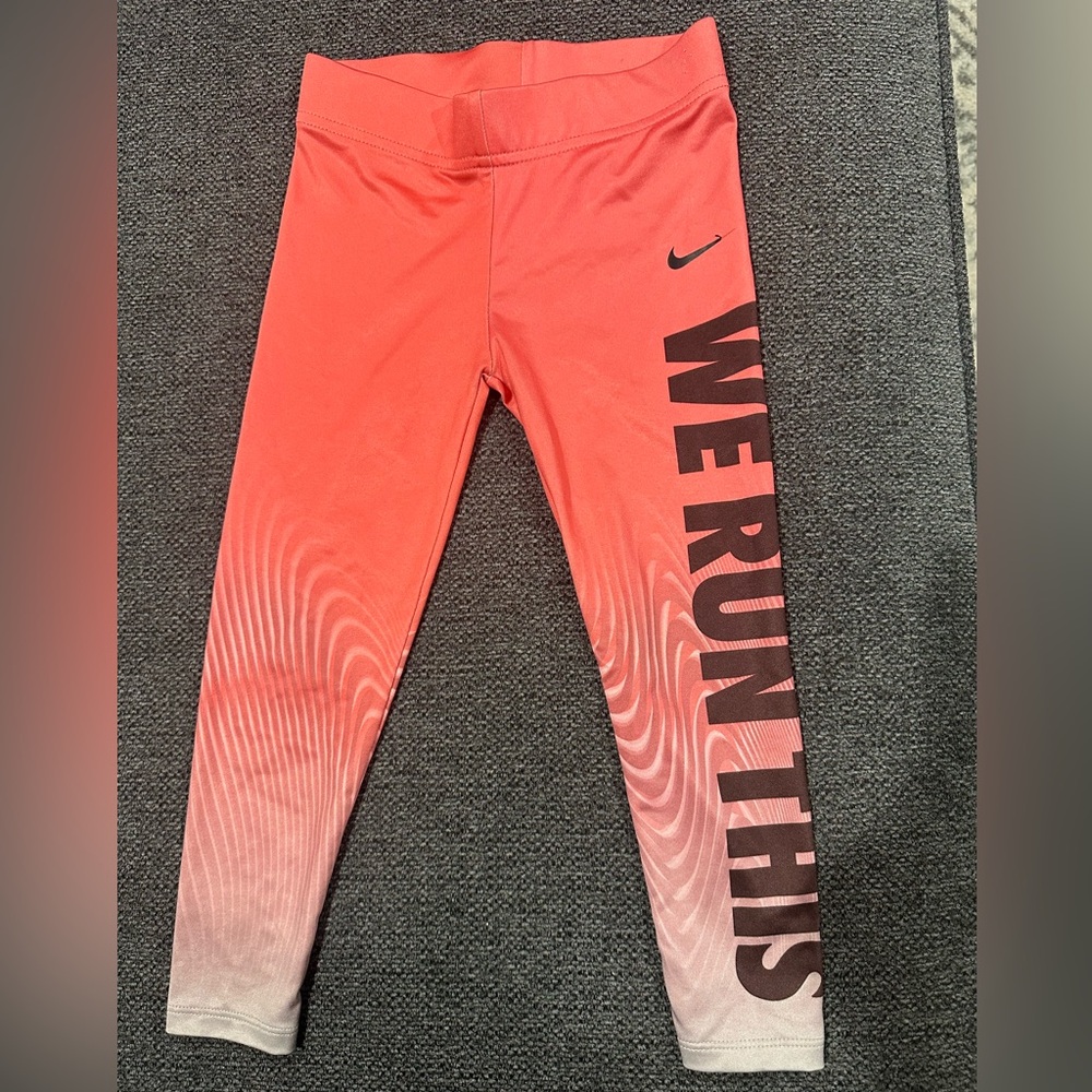 Nike Girls Coral Gradient 'WE RUN THIS' Leggings